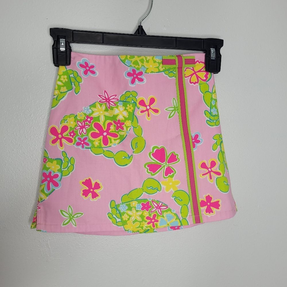 Lilly Pulitzer Girls Lenure Skort Pink Crab Muscle Mini Novelty Coastal Retro 6